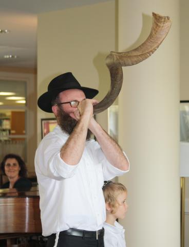 Rabbi Birk Blowing Shofar